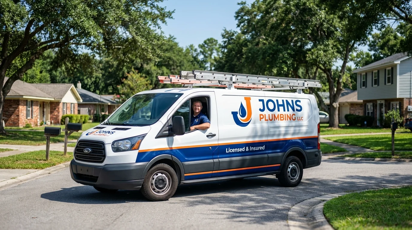 Johns Plumbing LLC service van in New Carlisle, IN