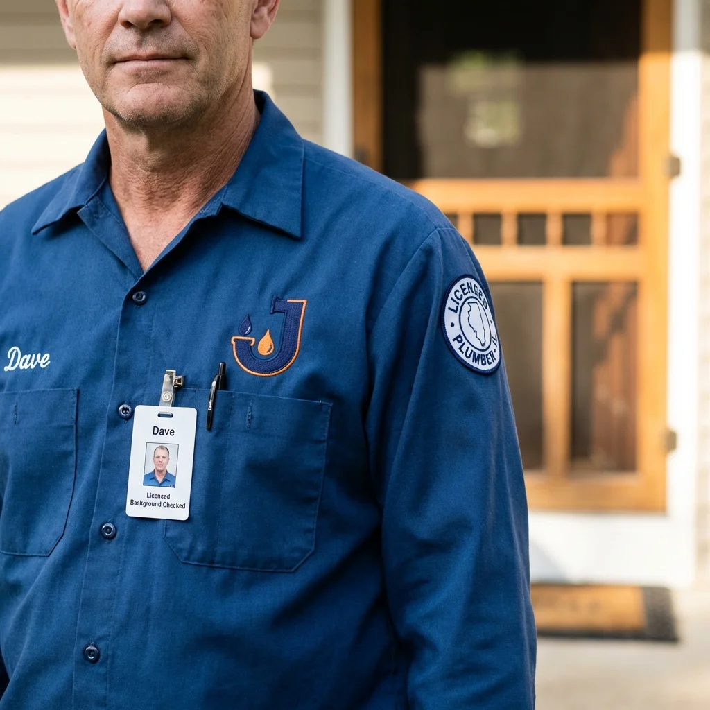 Licensed plumber showing ID badge in New Carlisle, IN